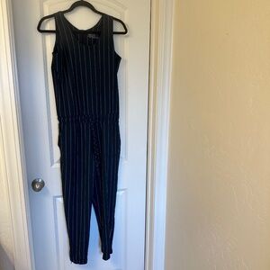 Albion Fit Navy Pinstripe Tank Jumpsuit